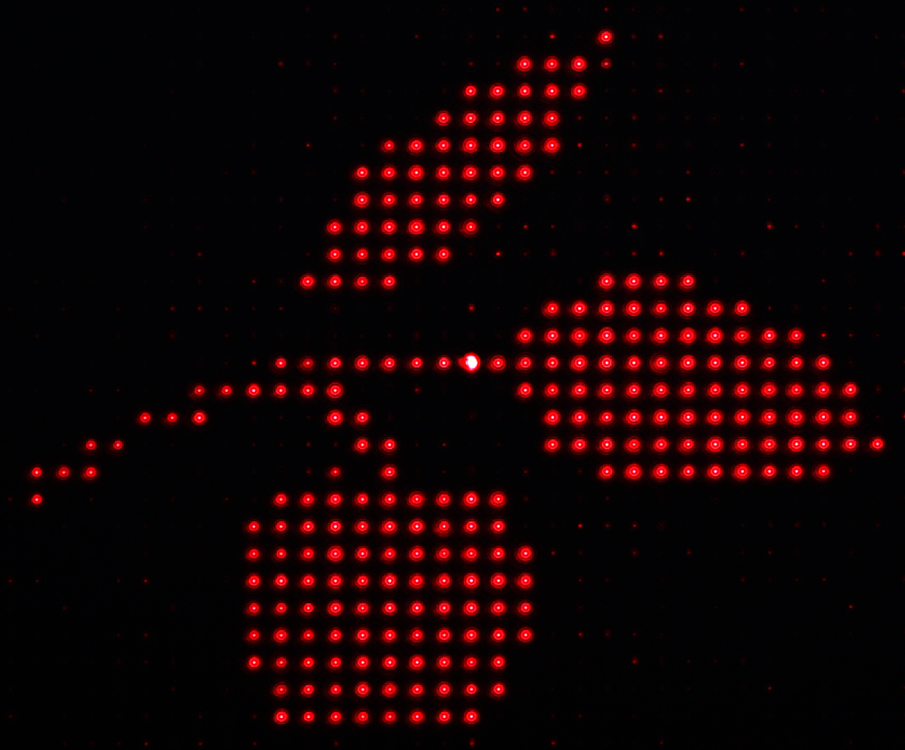 Measured cross-section of the Bessel beam array, showing the lattice of beam spots recorded on a camera.